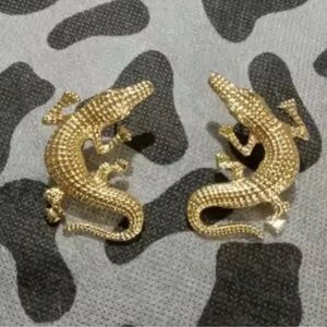 Alligator Gold Textured Statement Earrings